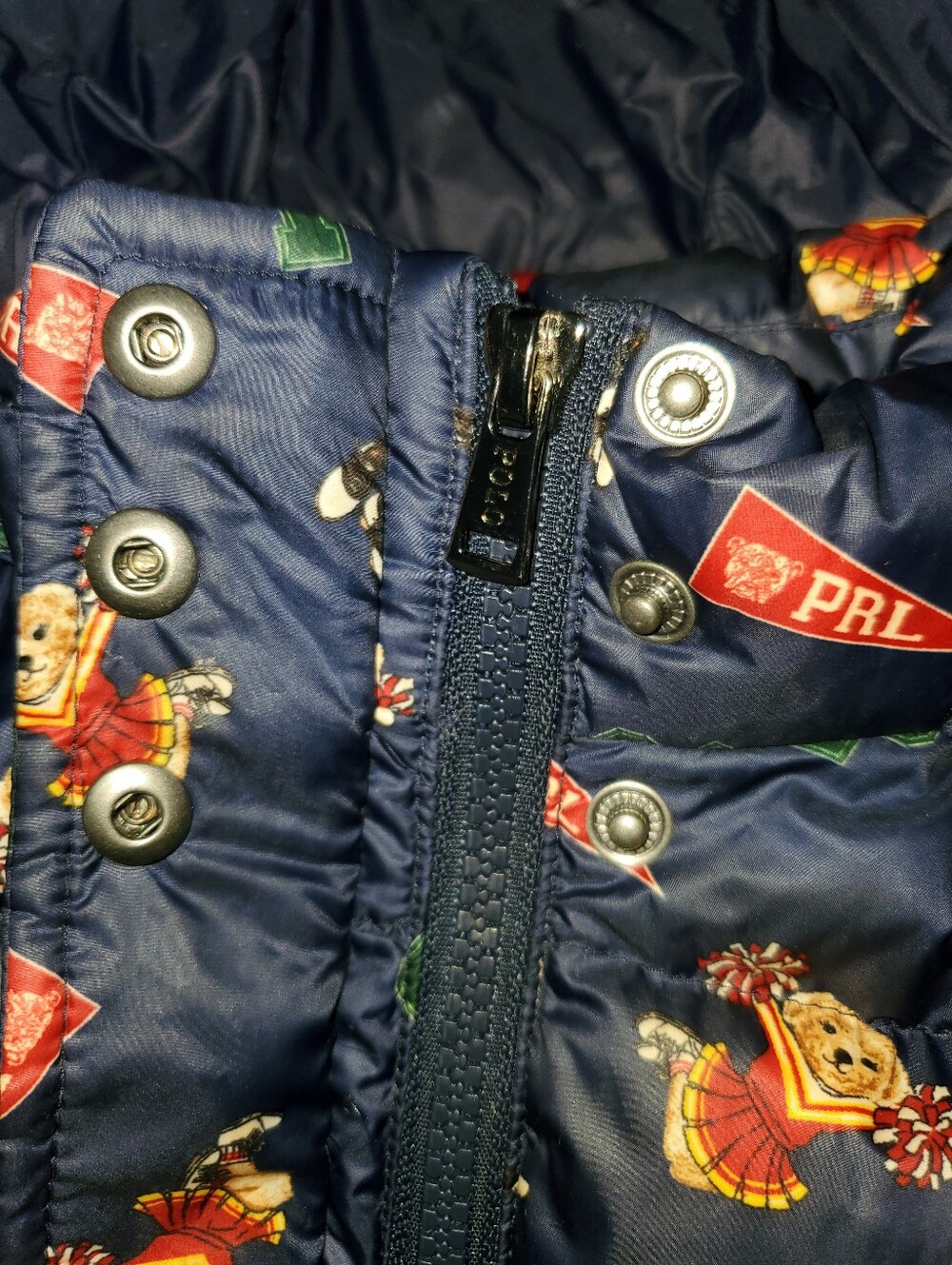 Ralph Lauren Navy Hooded Puffer Jacket with Character Print - Picture 7 of 7